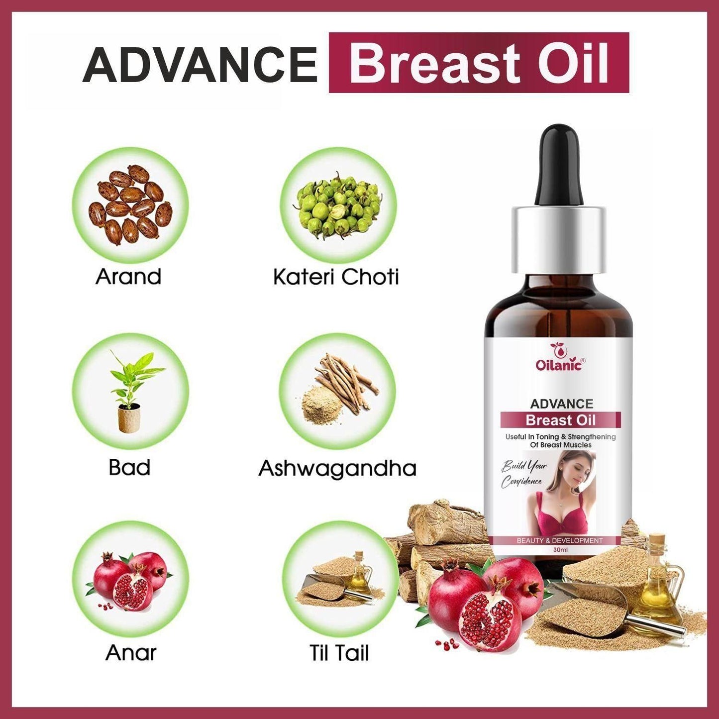 Oilanic Natural B 36 Plus Breast Enlargement Oil 30 ml